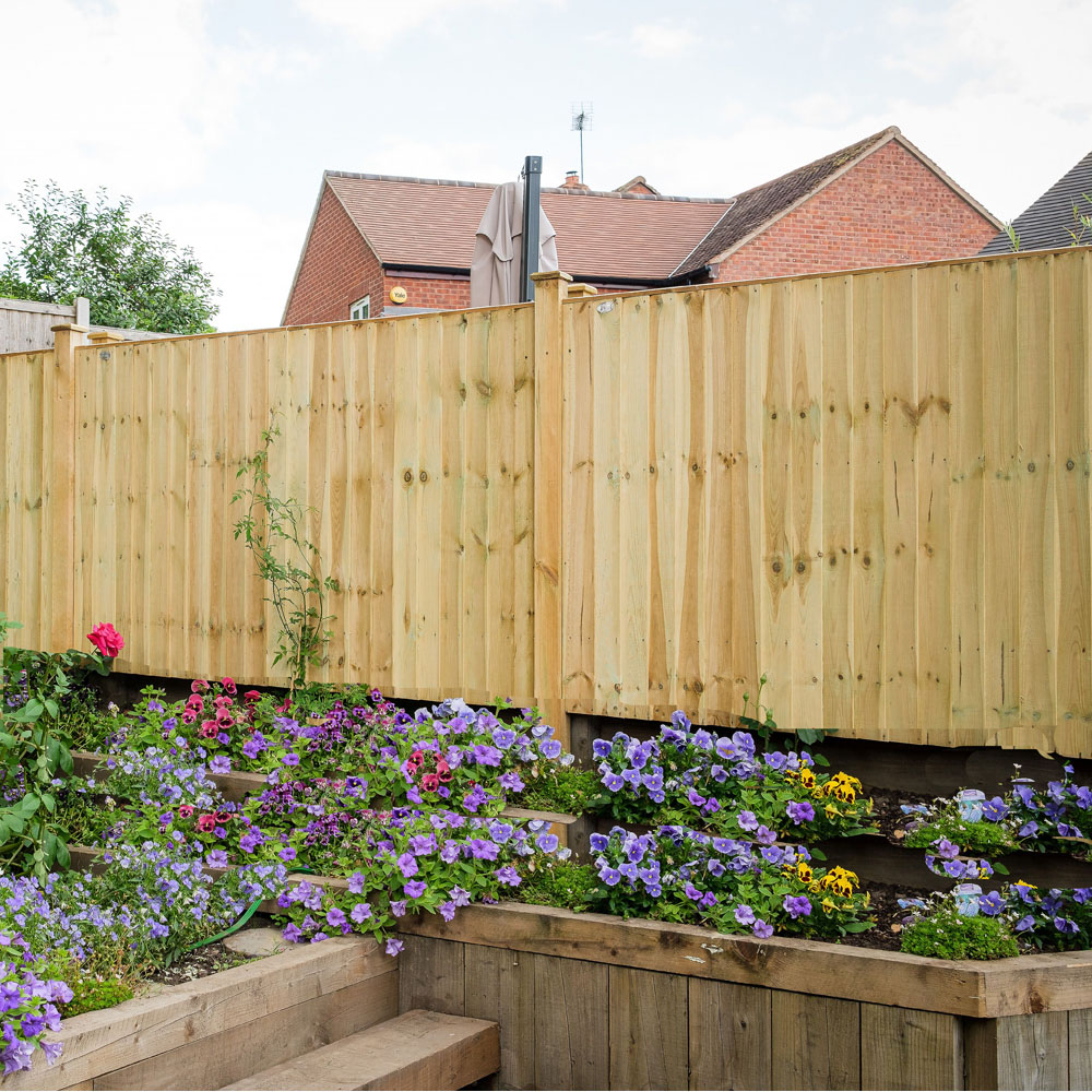 Shire Standard Featheredge 3 x 6ft Pressure Treated Green Vertical Fence Panel Image 1