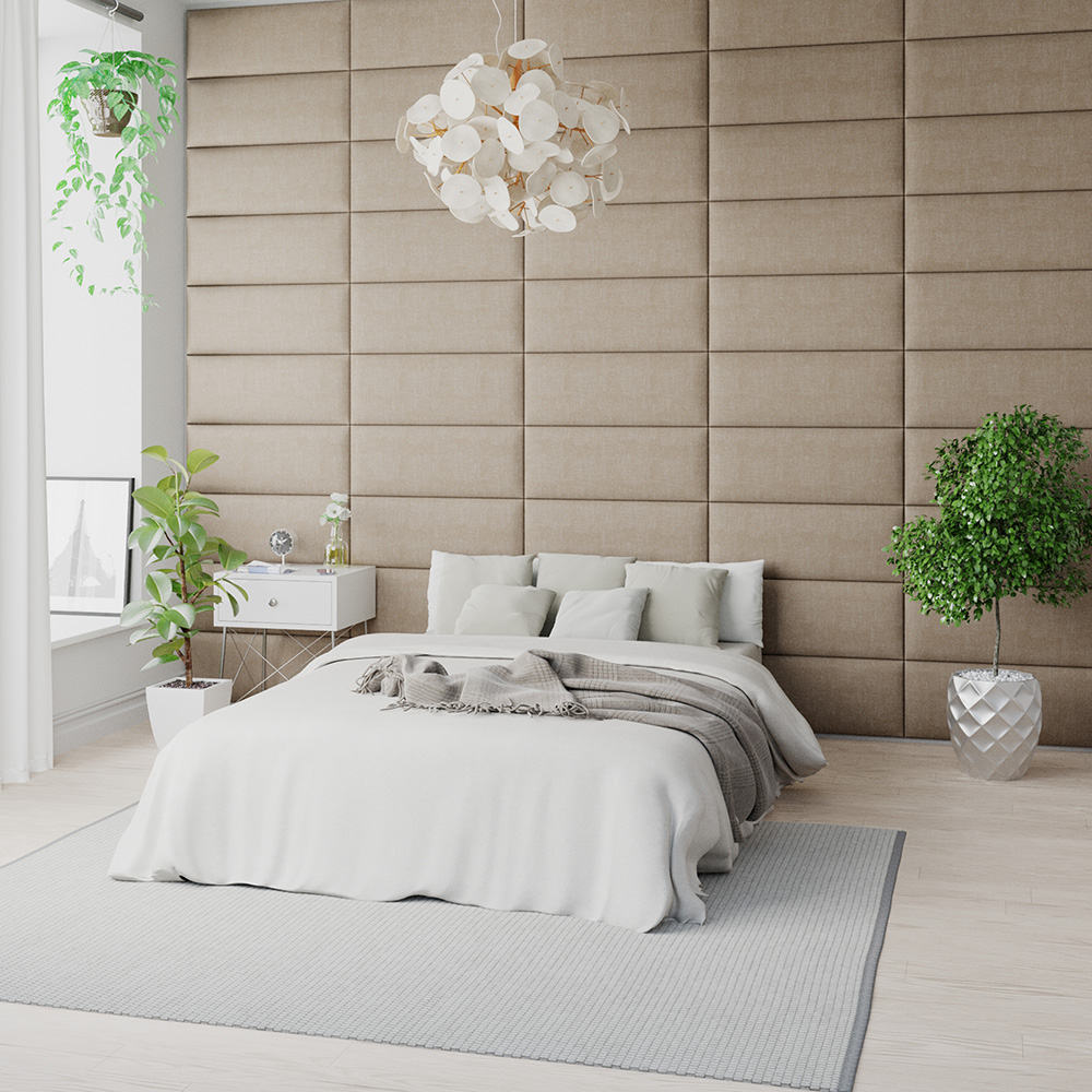 Aspire EasyMount Mink Cream Malham Weave Upholstered Wall Mounted Headboard Panels 8 Pack Image 2