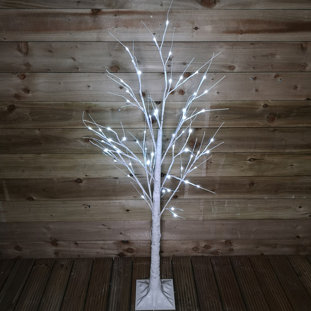 Samuel Alexander Ice White LED Indoor Outdoor Christmas Birch Tree 5ft Image 3