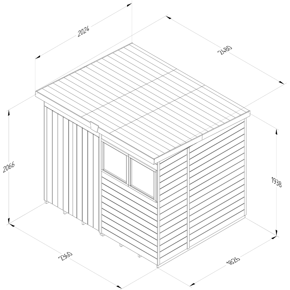 Forest Garden Timberdale 8 x 6ft Single Opening Pent Shed Image 9
