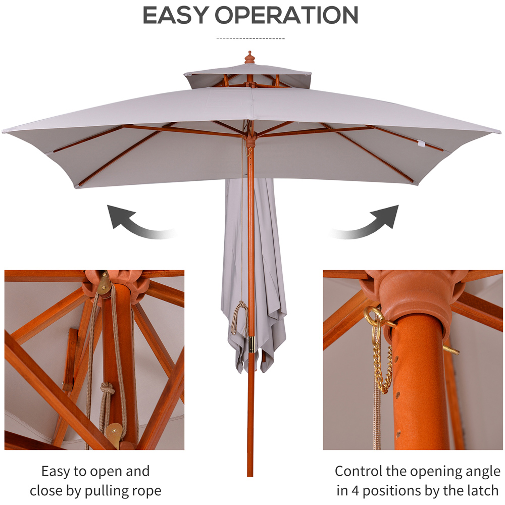 Outsunny Grey 2 Tier Square Parasol 3m Image 7