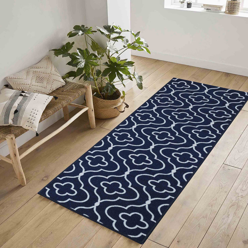 Desire Rugs Havana Navy Quatrefoil Anti Slip Door Mat 60 x 40cm Image 4