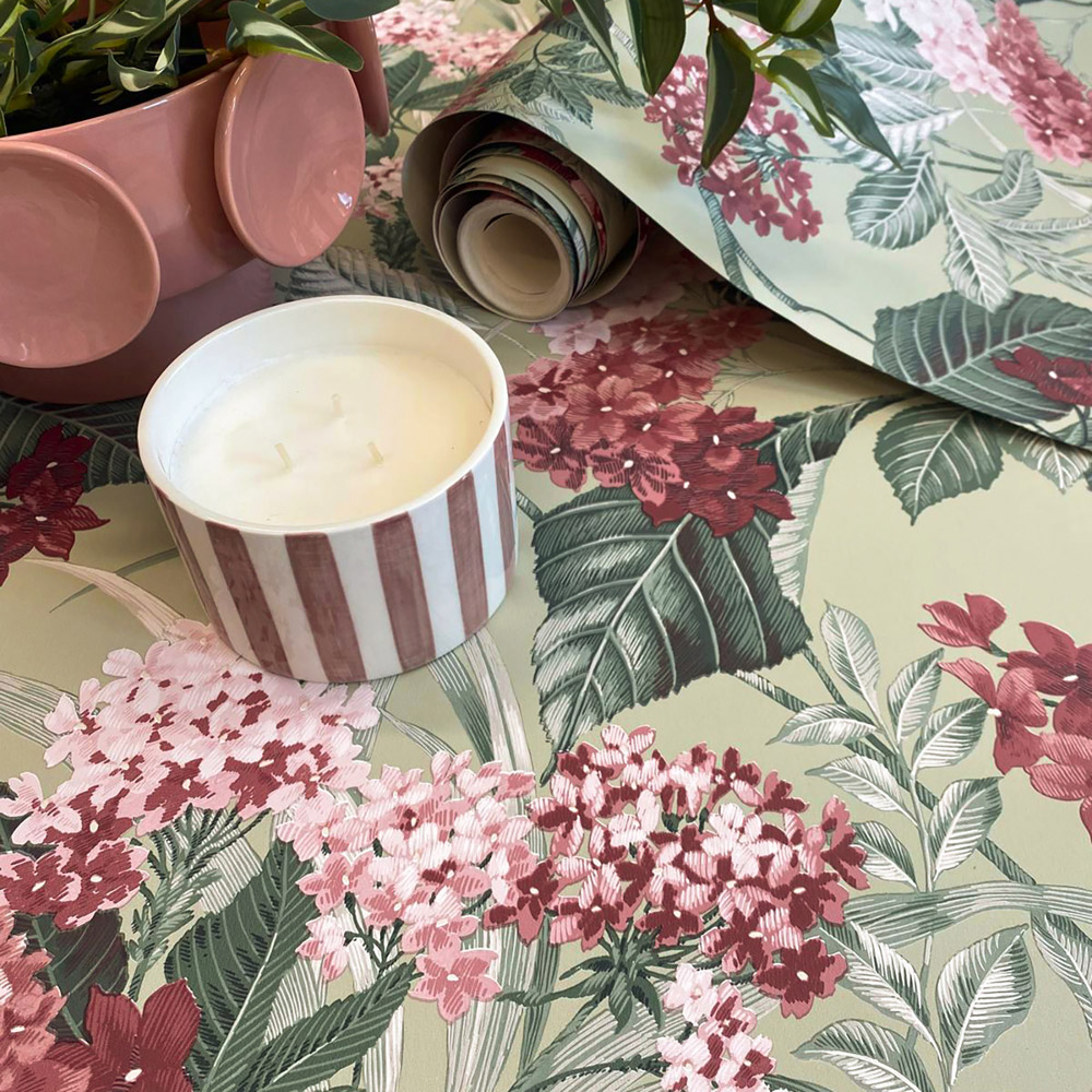 Belgravia Decor Misaki Sage and Pink Wallpaper Image 4