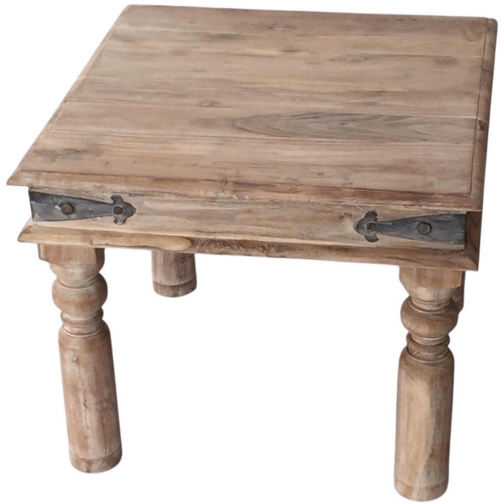 Acacia Home Brown Wooden Square Table with Black Hinges Image 2