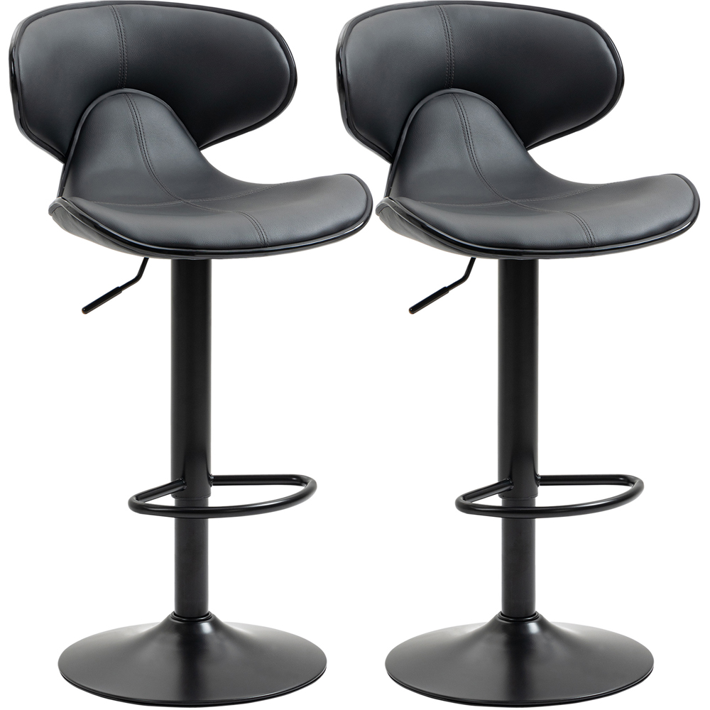 Portland Dark Grey PU Height Adjustable Swivel Bar Stool Set of 2 Image 2