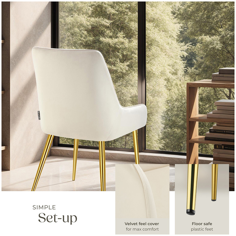 tectake Avane Set of 6 Beige Velvet High Backrest Dining Chair Image 8