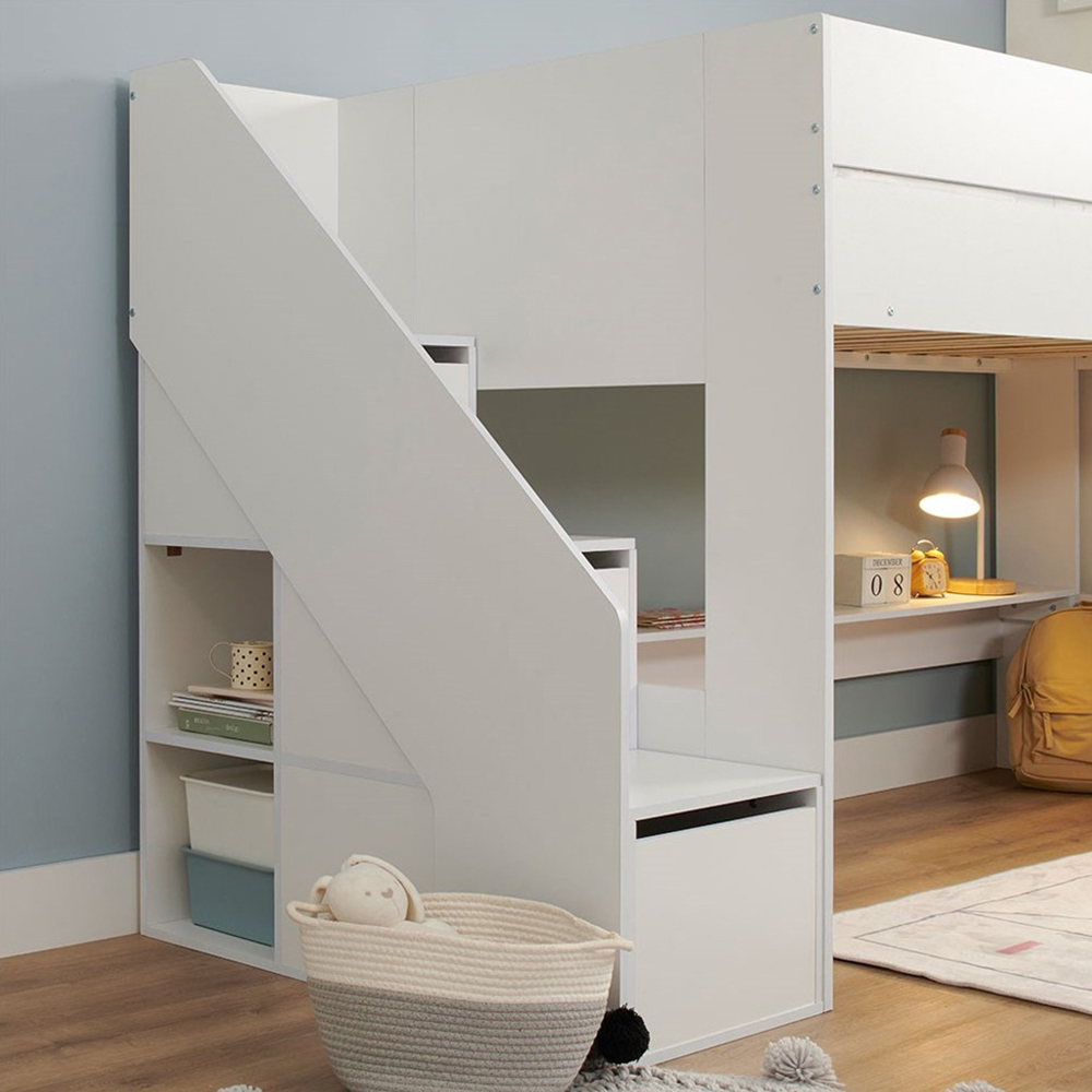 Flair Olivia Single Mid Sleeper Bed with Shelves and Storage Stairs Image 4