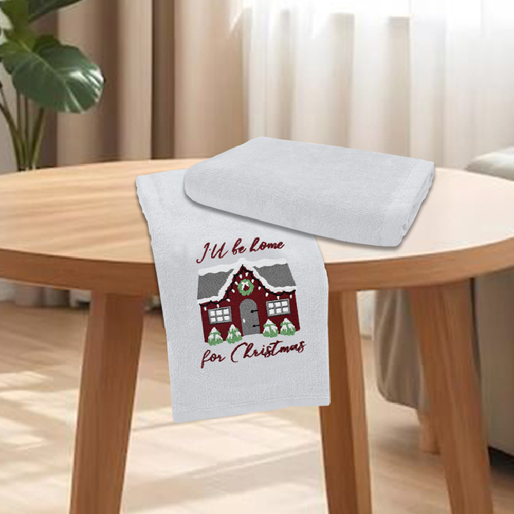 Noel Square Xmas I'll Be Home White Hand Towel 2 Pack Image 2