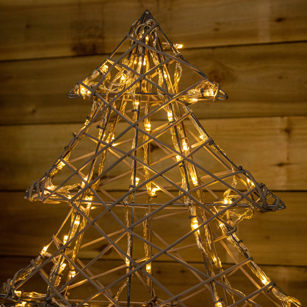 Samuel Alexander Warm and Cool White LED Light Up Grey Rattan Christmas Tree 2.9ft Image 5