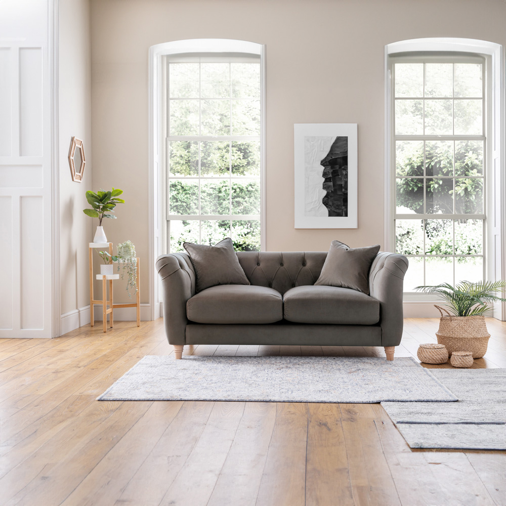 2 Seater Mushroom Velvet Sofa Image 4