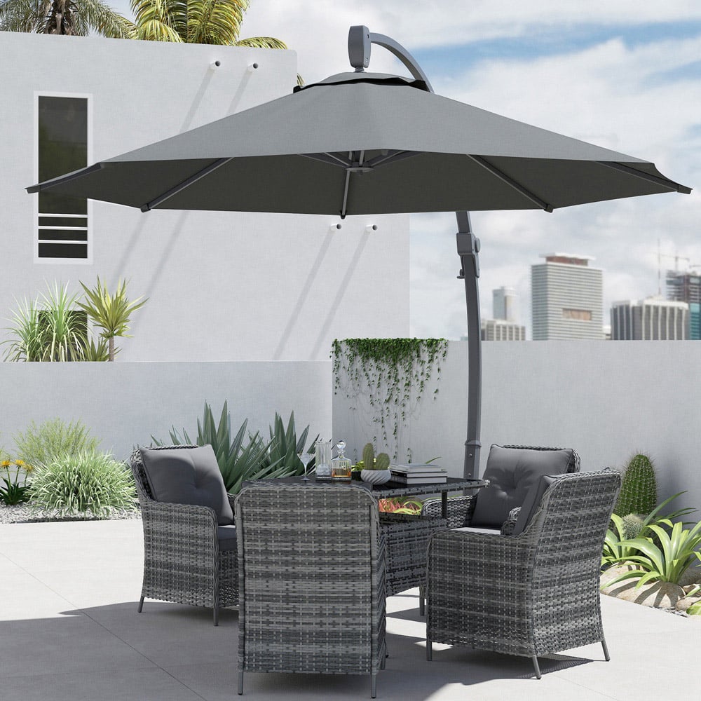 Outsunny Grey Crank and Tilt Cantilever Parasol 3m Image 4