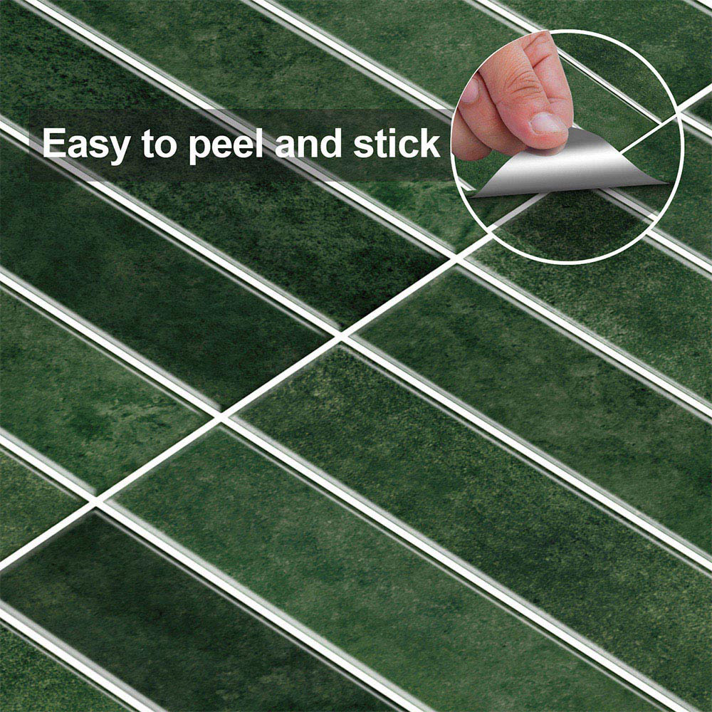 Living and Home Dark Green Peel and Stick Wall Tile Sticker 30 x 30cm 10 Pack Image 6