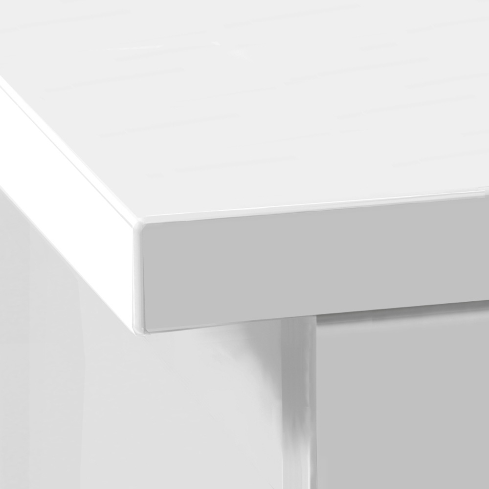 R White Cabinets Corner 8 Shelf Computer Desk with Hutch Set White Image 3