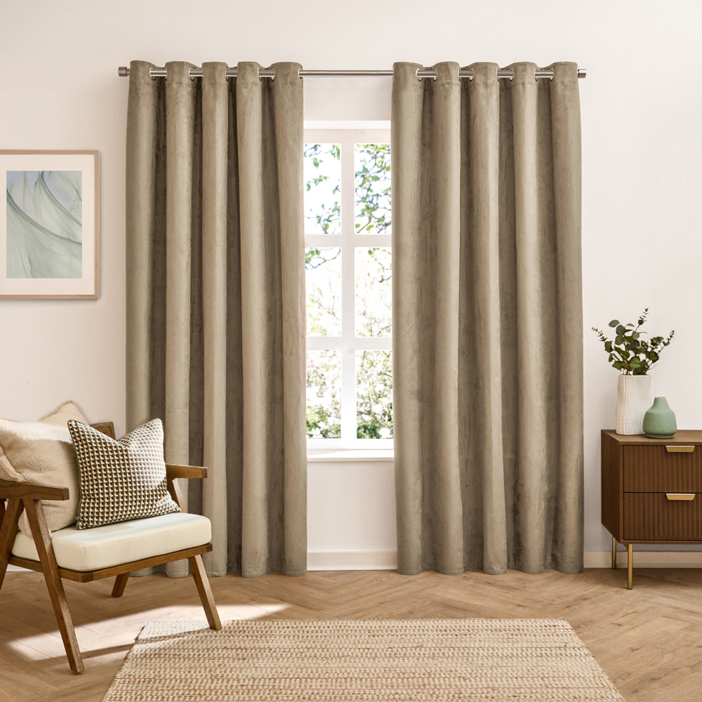 Furn Verso Mocha Reversible Suede-Look Blackout Eyelet Curtains 117 x 183cm Image 4