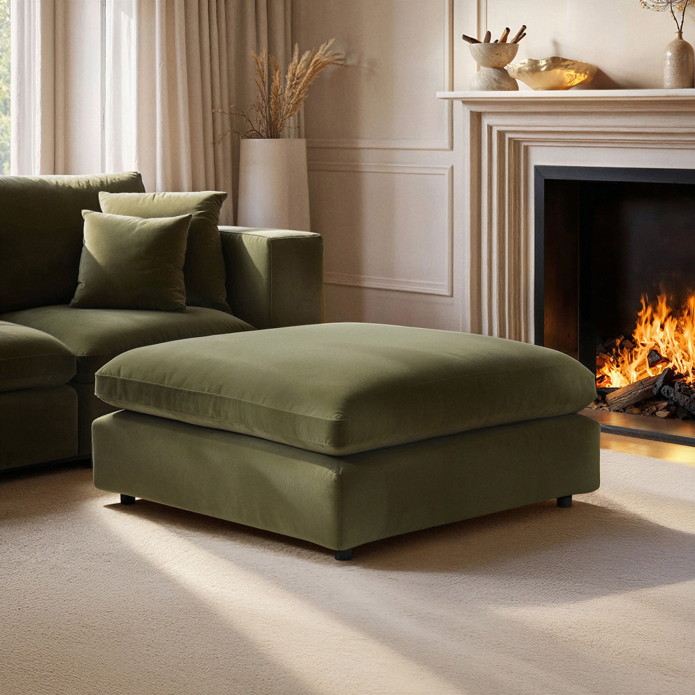 SOLACE+CO Asher Khaki Green Footstool Image 7