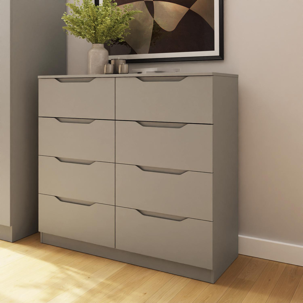 FWStyle Luno 8 Drawer Brown Modern Wide Chest of Drawers Image 6