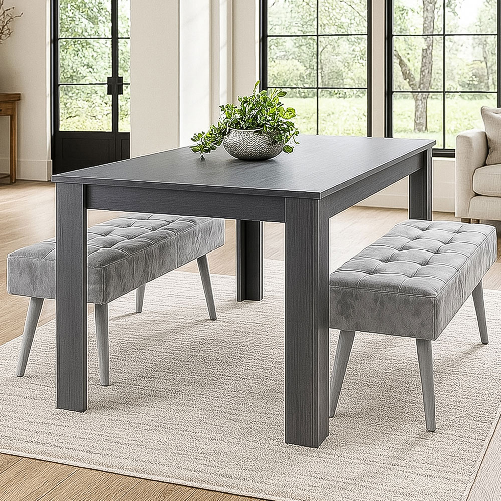 Kosy Koala 4 Seater Dining Set with Bench Dark Grey and Grey Velvet Image 1