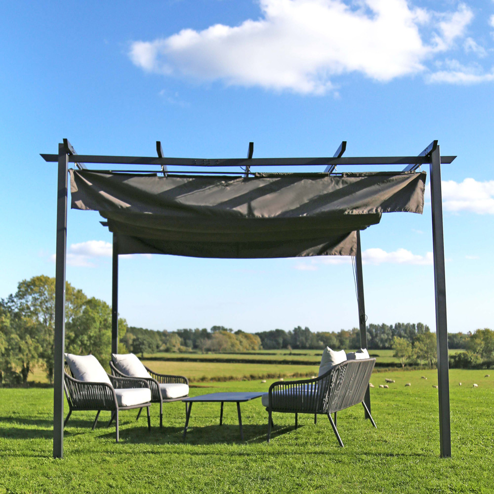Charles Bentley Steel Pergola Grey 3x3m Image 5