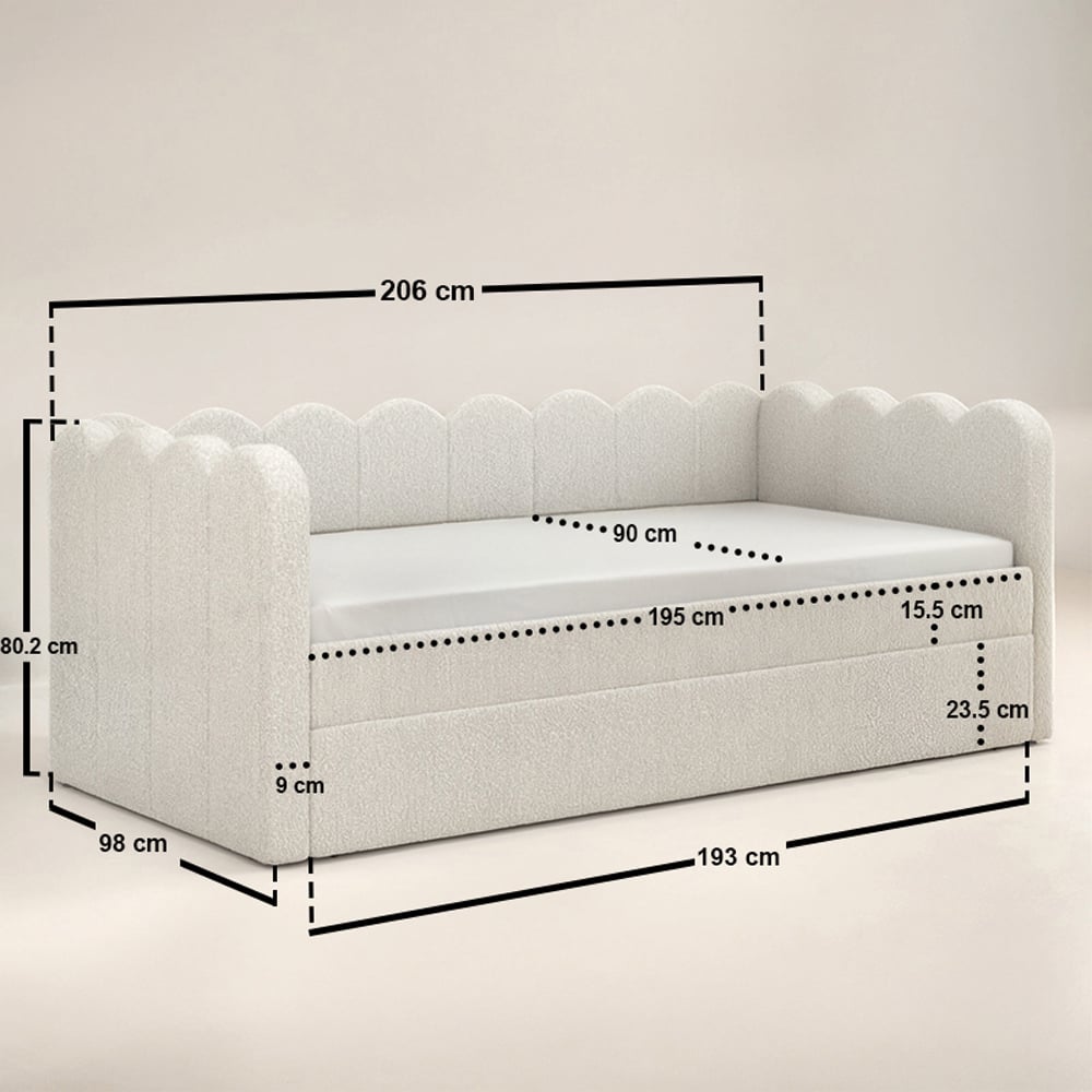Flair Esme Cloud Beige Boucle Day Bed with Trundle Image 6