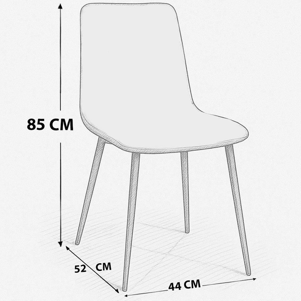 Portland 4 Seater Velvet Dining Set Oak Effect and Grey Image 7