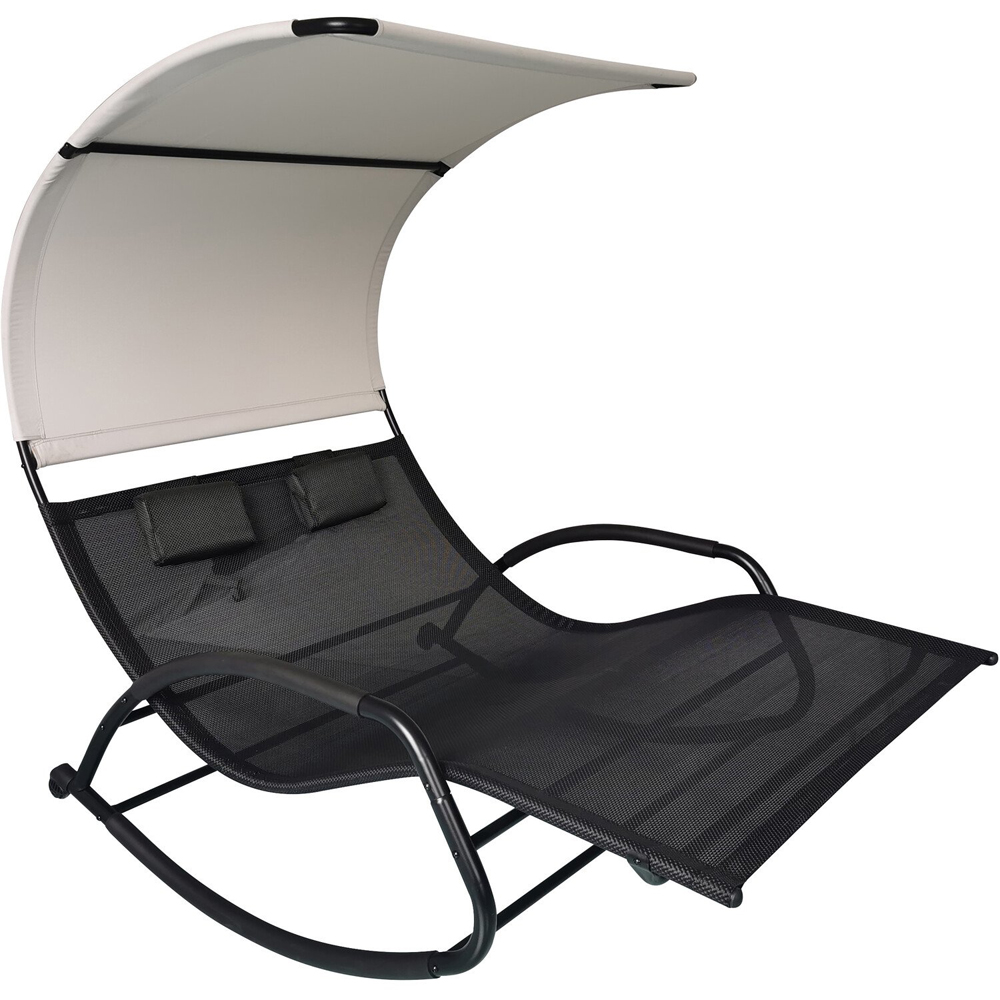 Outdoor Essentials Carmen Black Double Chaise Rocker Chair Image 2