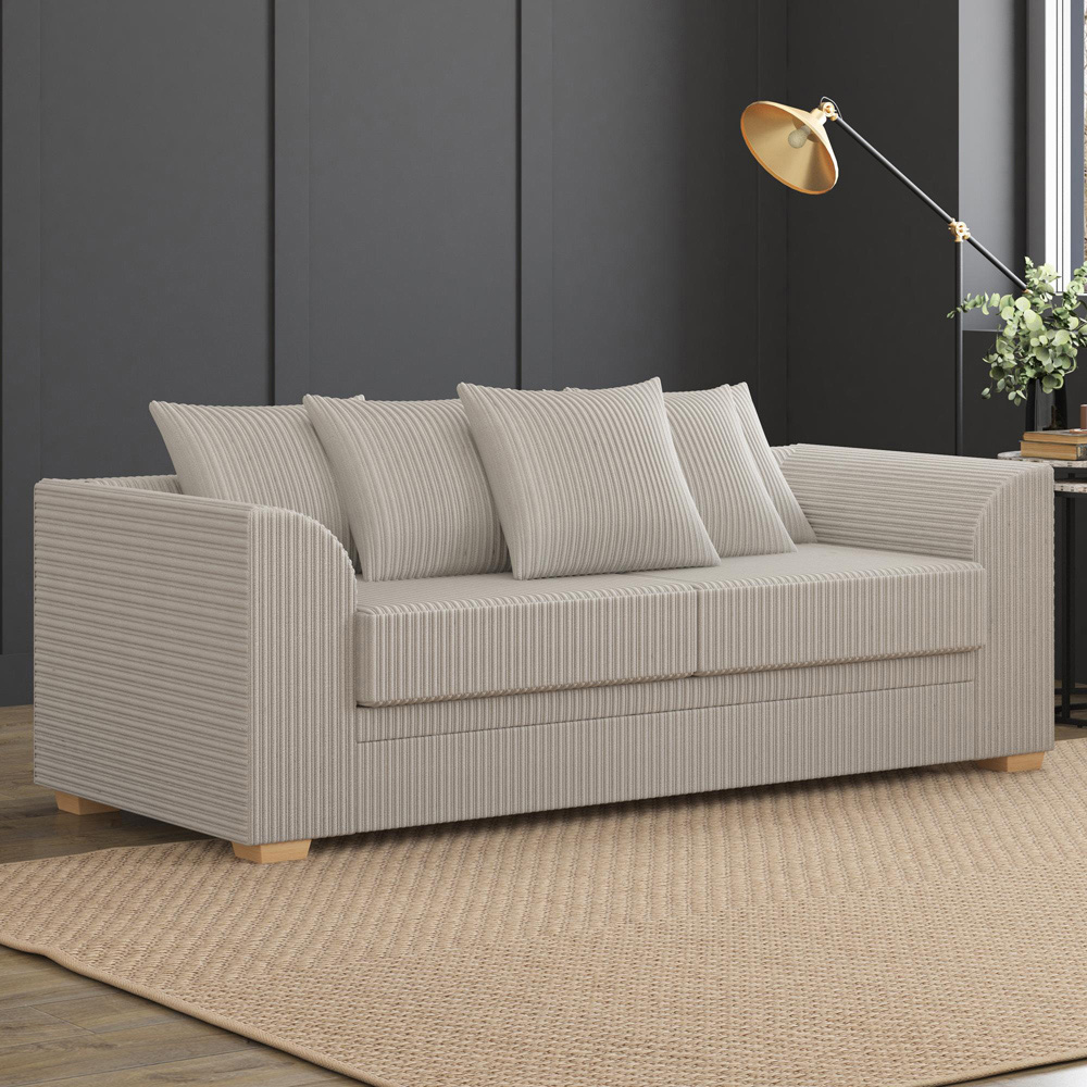 Modo 5 Seater Stone Jumbo Cord Scatter Back Sofa Set Image 5