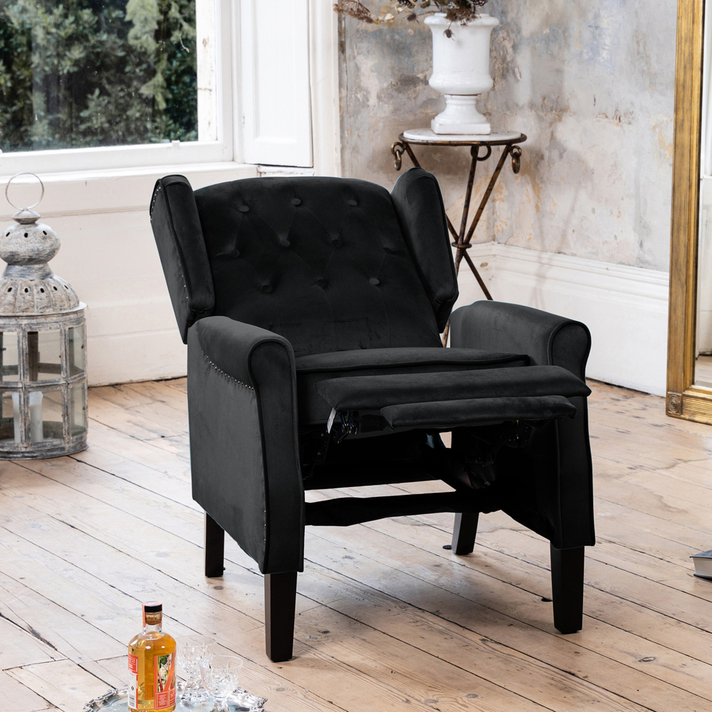 Artemis Home Annapoli Black Velvet Manual Recliner Armchair Image 3