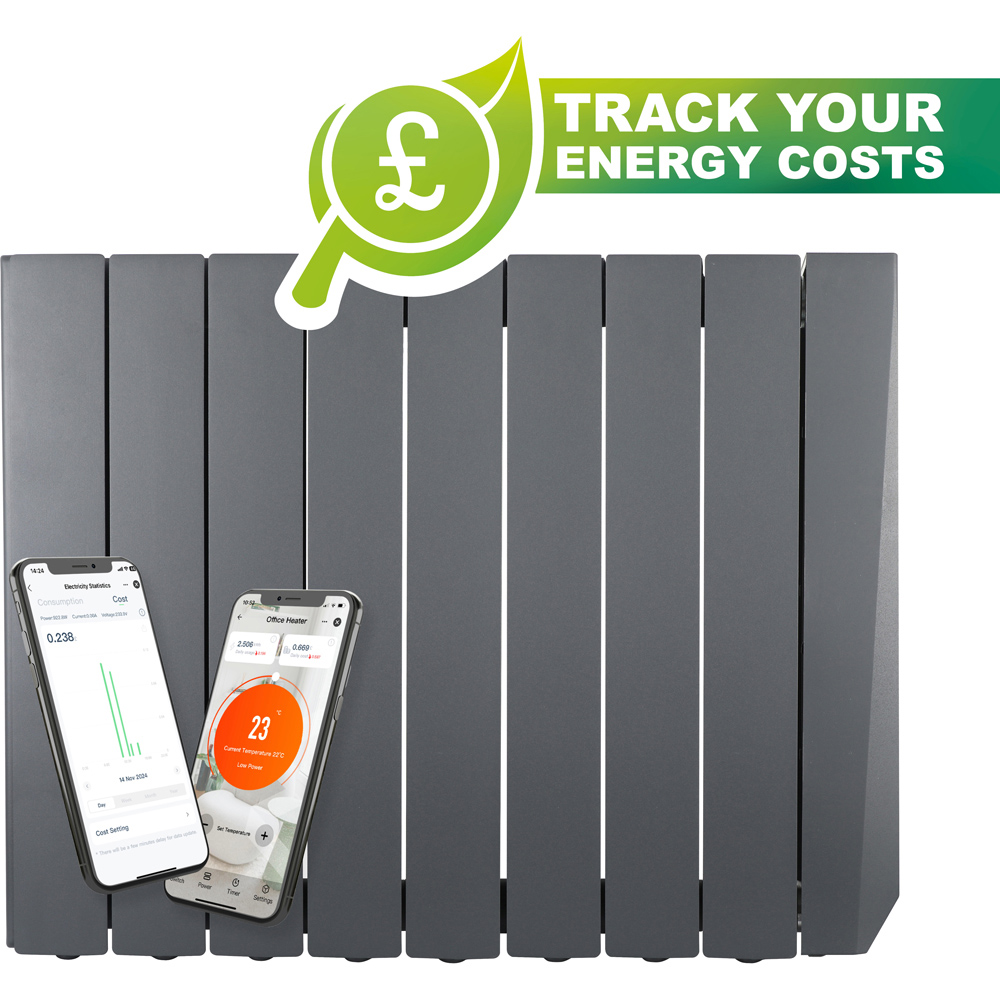 Masterplug SmartEnergy Comfort 8 Fin Grey Oil Filled Radiator 1500W Image 3