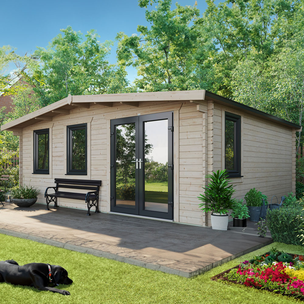 Power Sheds 18 x 20ft Right Double Door Chalet Log Cabin Image 2