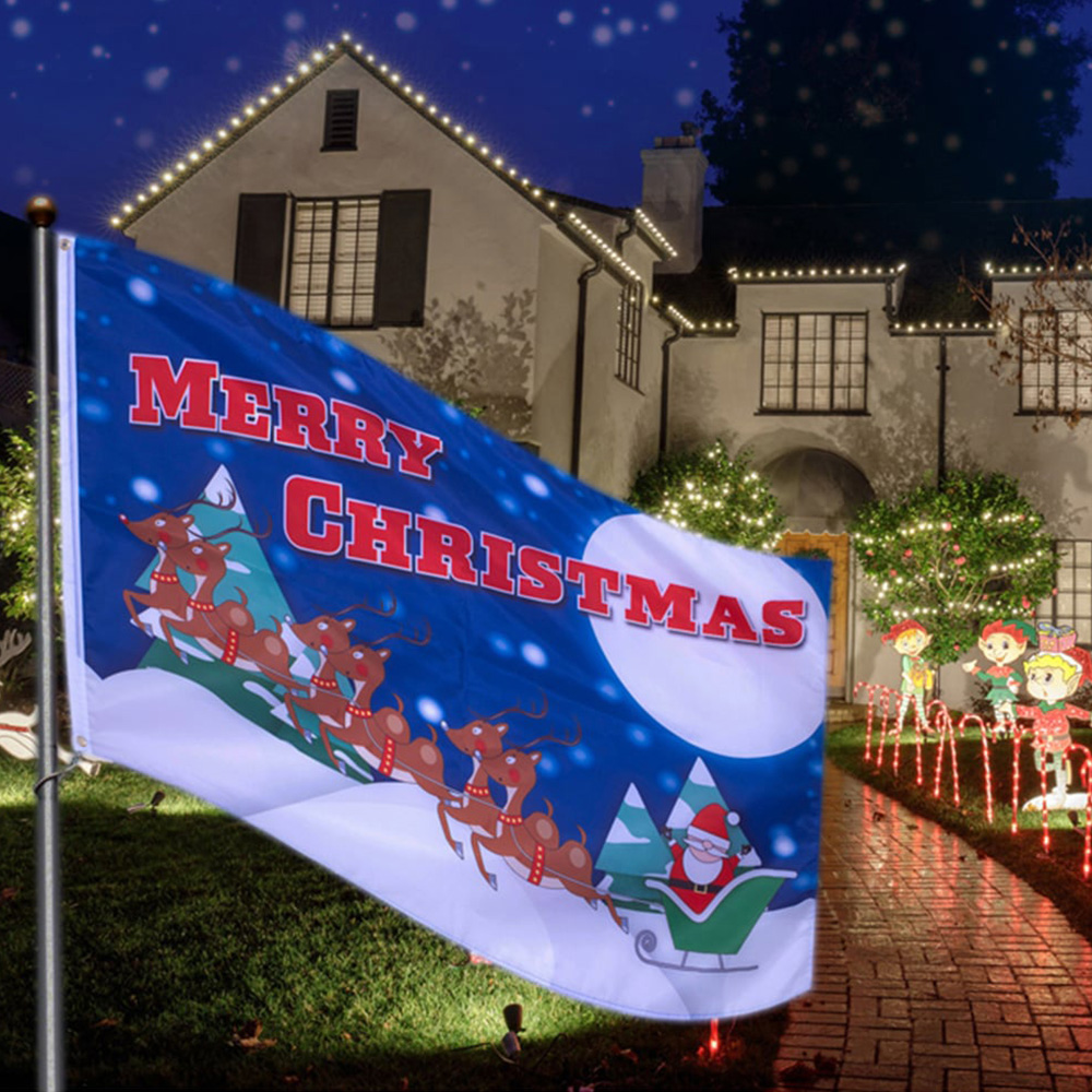 St Helens Blue Merry Christmas Flag with 2 Metal Grommets Image 3
