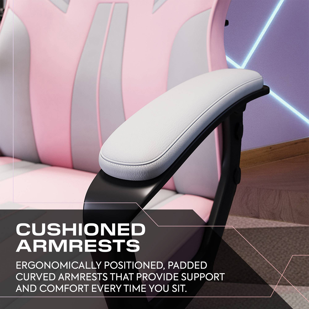 X Rocker Tempest Grey and Pink Office Gaming Chair Image 4