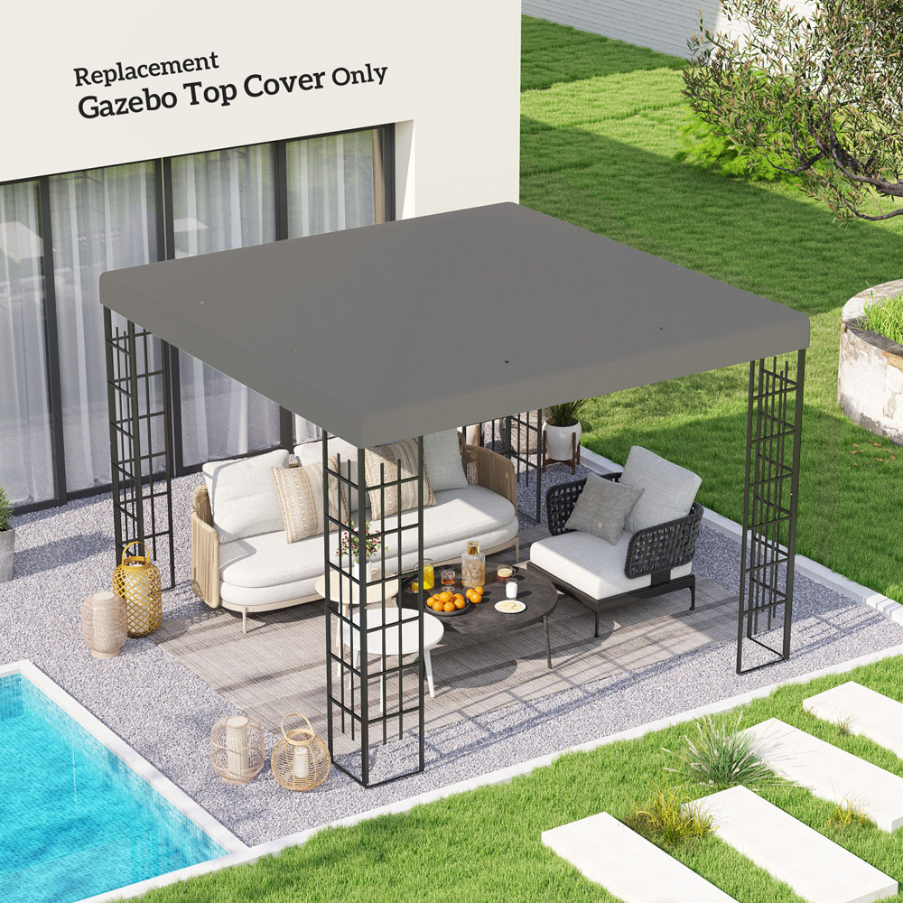 Outsunny 3 x 3m Grey Gazebo Canopy Replacement Cover Image 3