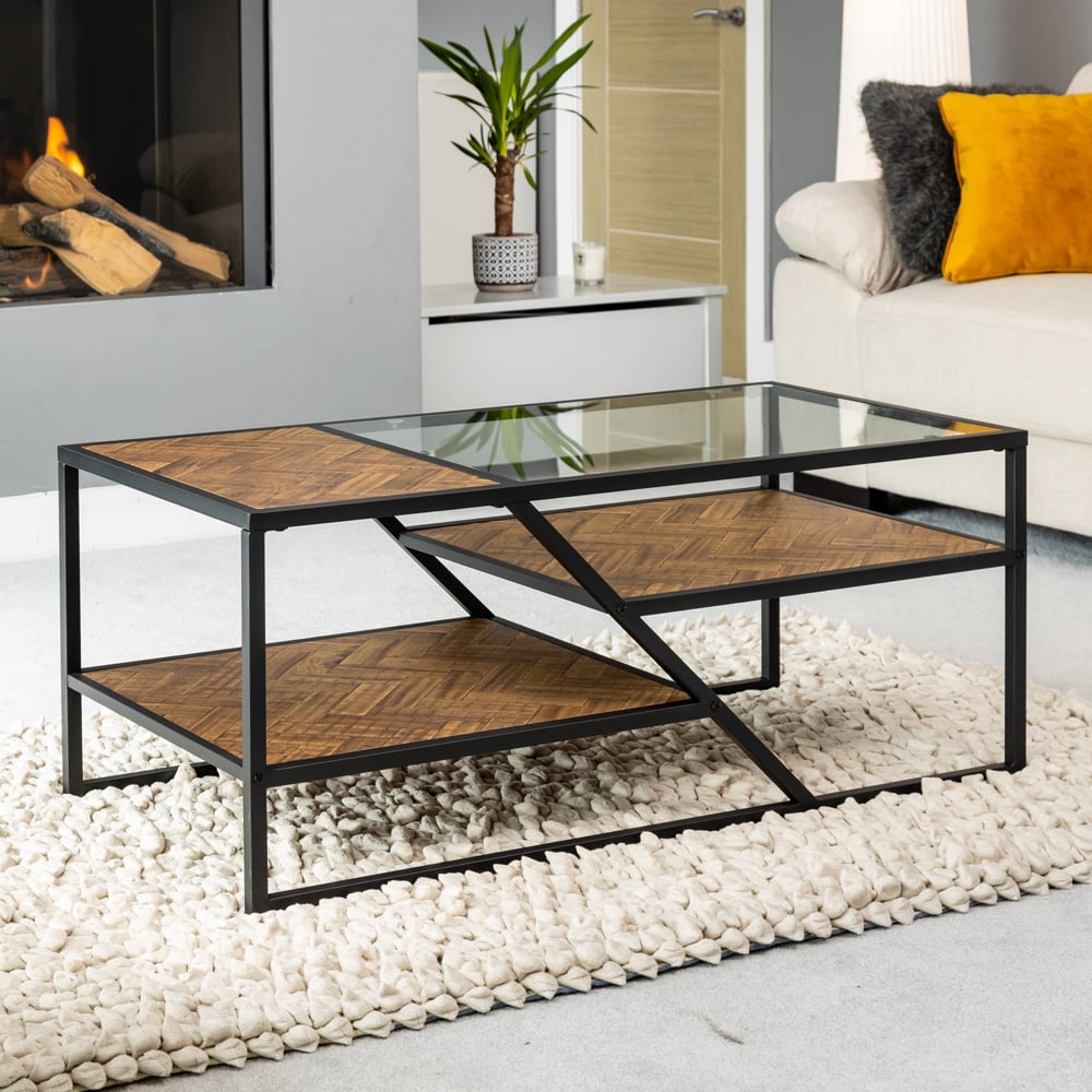 Artemis Home Cascade 2 Shelf Glass Top Coffee Table Image 4