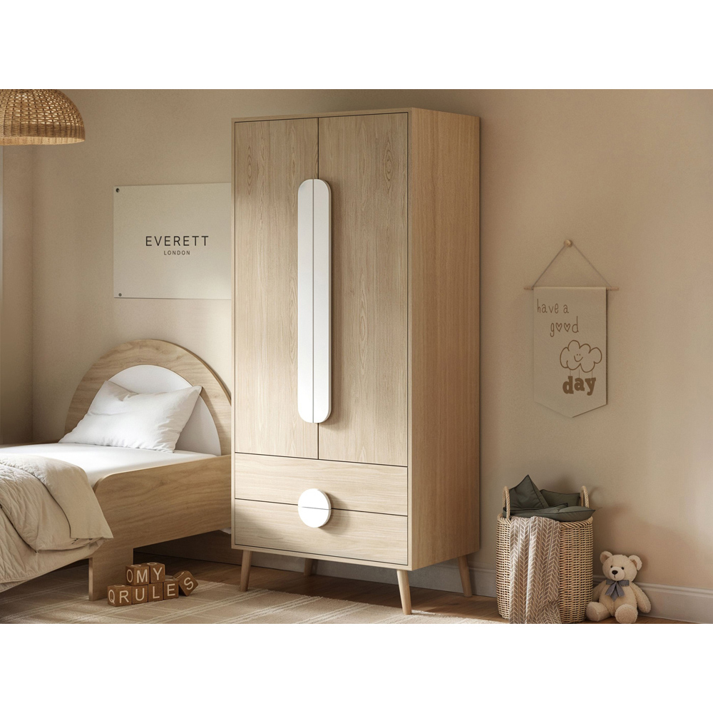 Flair Noah 2 Door 2 Drawer Oak and White Wardrobe Image 5