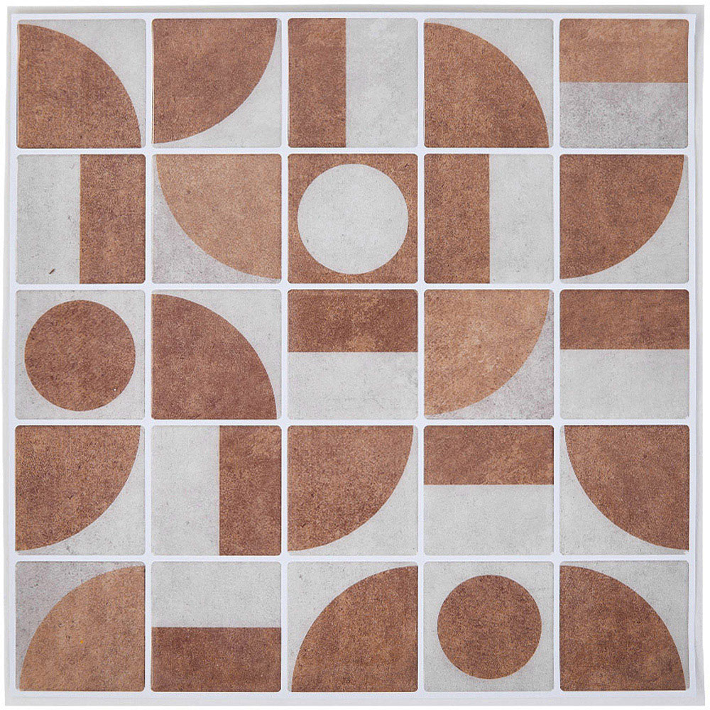 Living and Home Geometric Retro Coffee Peel and Stick Wall Tile Sticker 10 Pack Image 8