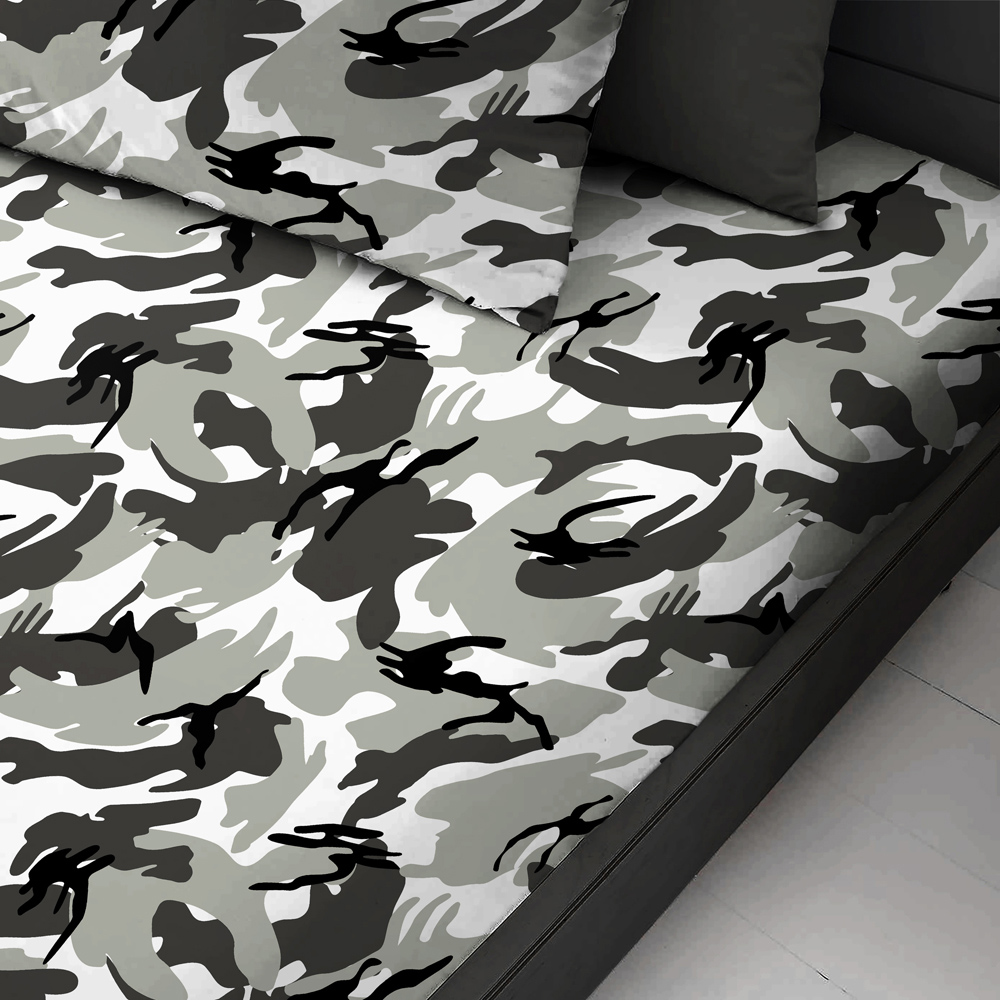 Velosso Double Camouflage Grey Fitted Sheet Image 2