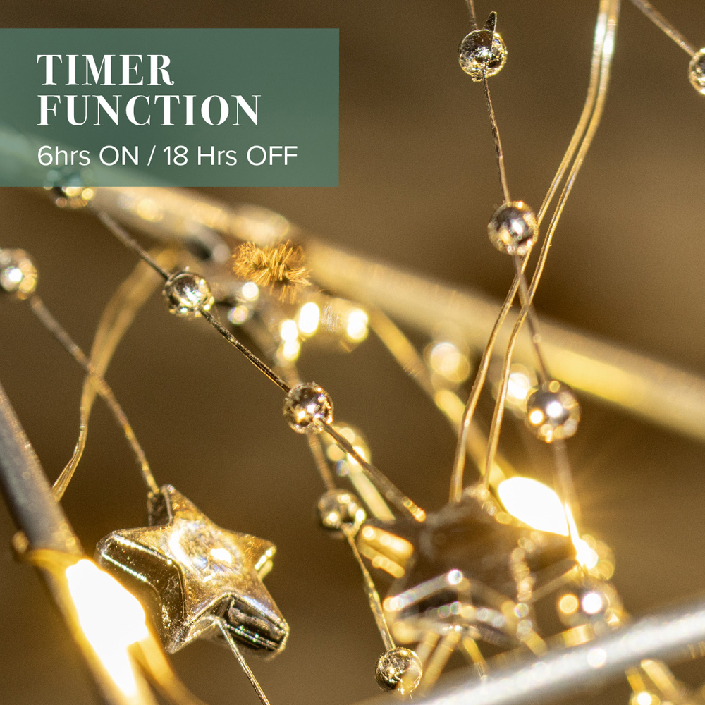 The Christmas Workshop 50 Warm White LED Light Up Metal Star Decoration with Reflective Beads 1.6ft Image 7