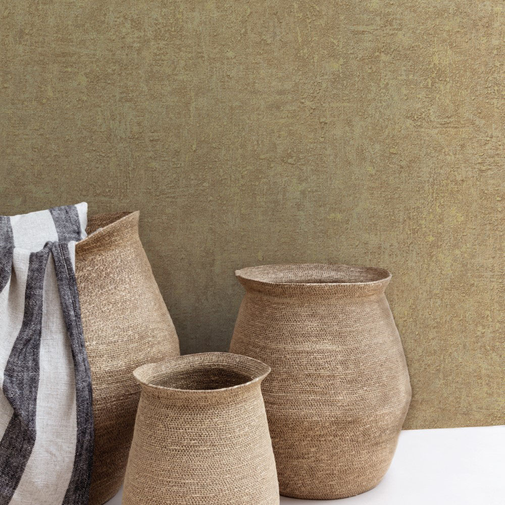 Grandeco Boutique Belize Norite Deep Natural Texture Embossed Gold Wallpaper Image 3