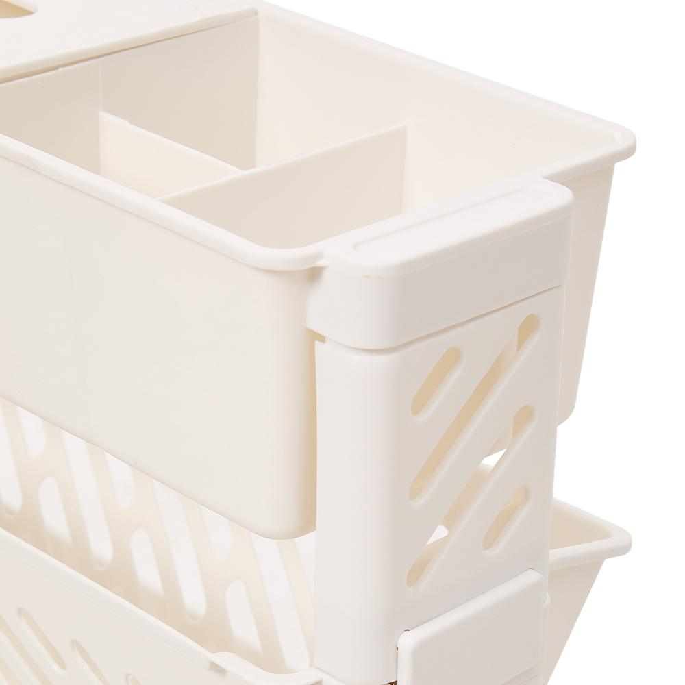 Living and Home Beige Rolling Storage Cart with Castors Image 4