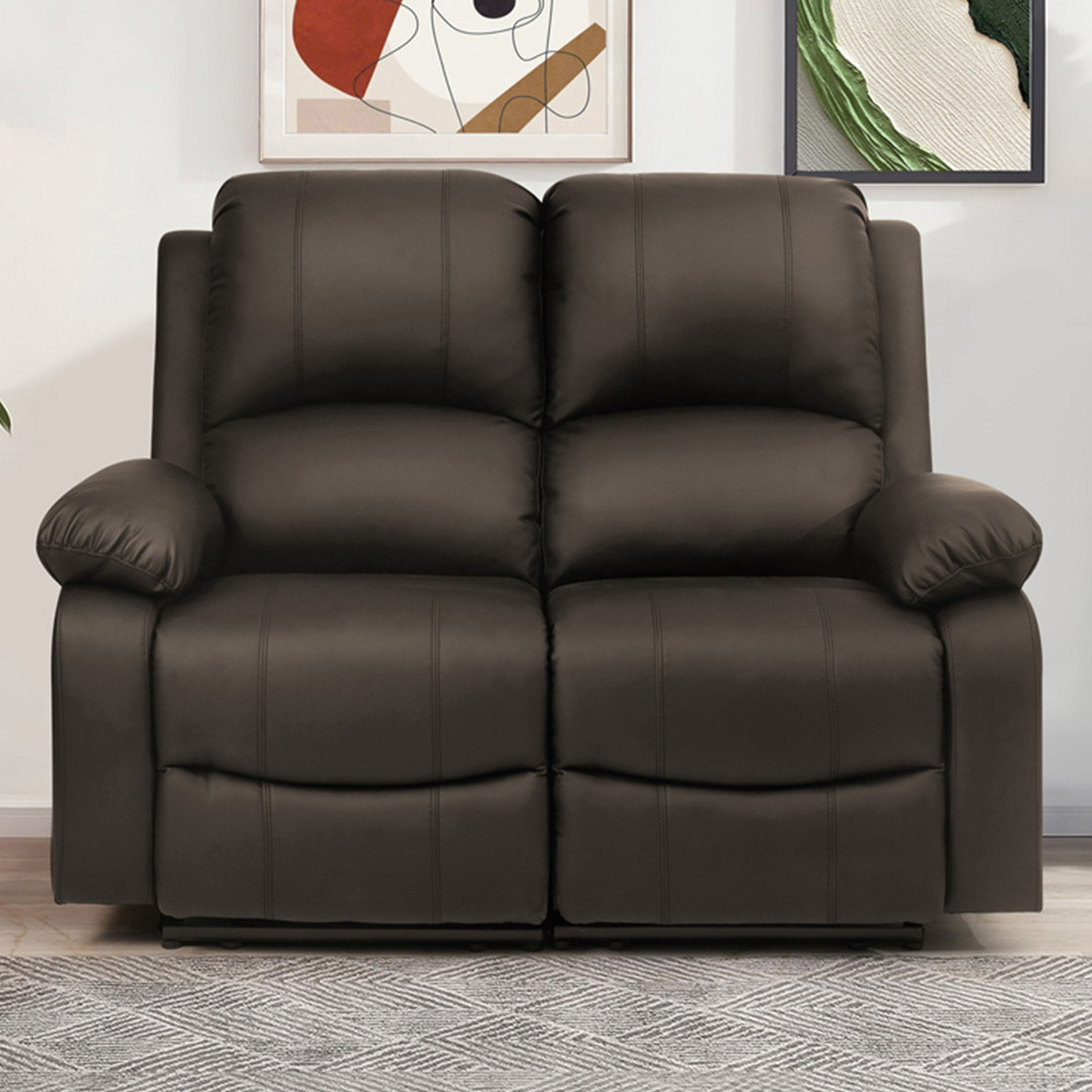 Comfy Living 2 Seater Brown PU Leather Electric Recliner Sofa Image 1