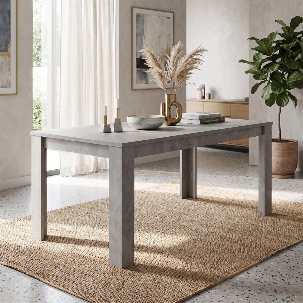 Portland Velvet 6 Seater Dining Set with Bench Stone Grey and Grey Image 3
