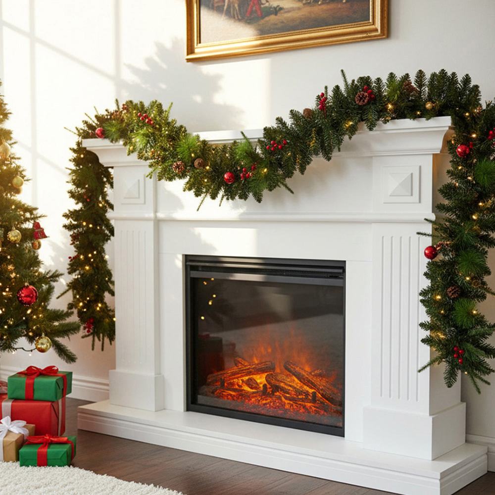 Living and Home LED Christmas Wreath with Berries Ornaments and Pinecone 270cm Image 2