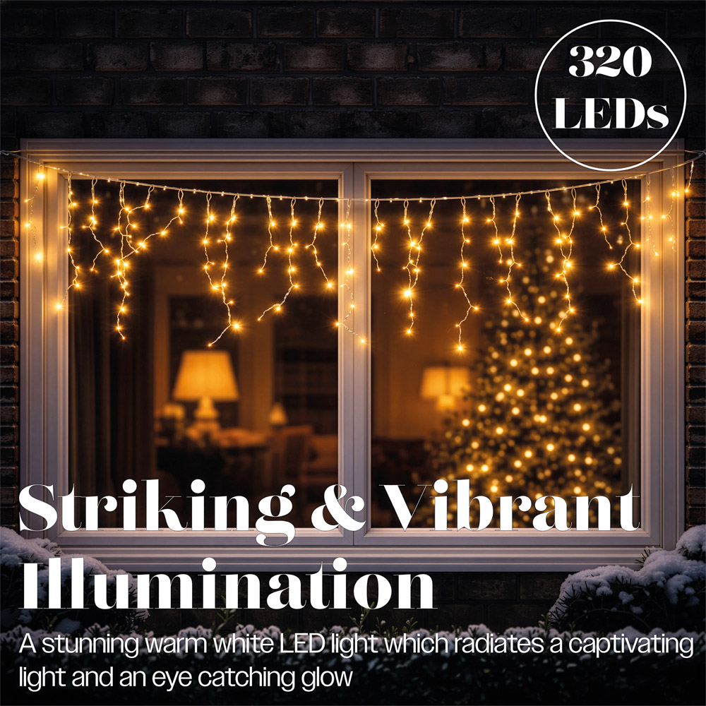Xmas Haus 320 Warm White LED Icicle String Light 6.3m Image 5