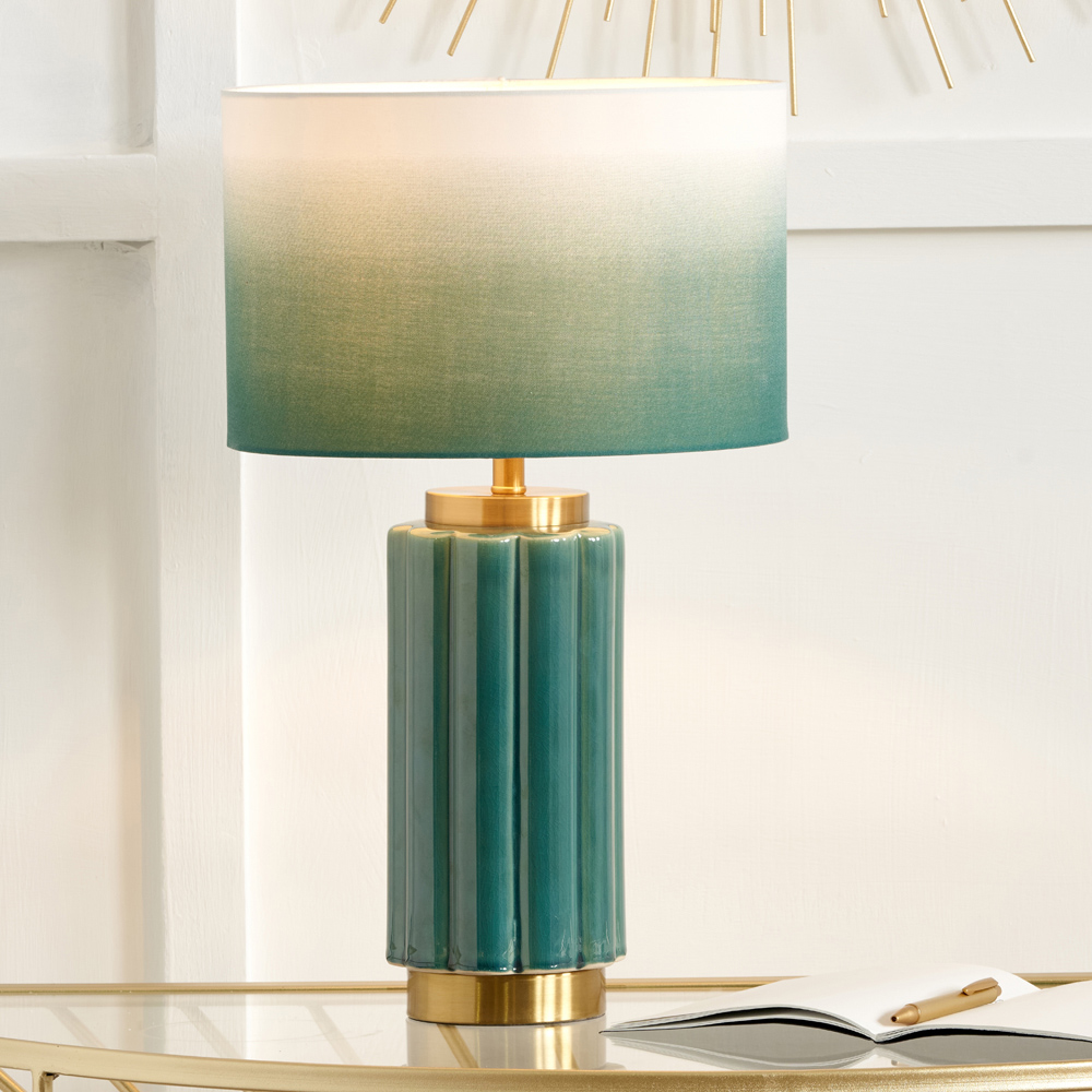 Pacific Lifestyle Lushan Green Scalloped Ceramic Table Lamp Image 2