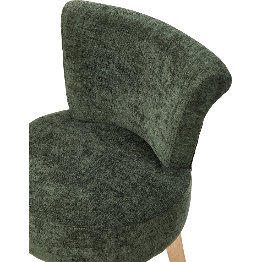 Living and Home Green Chenille Low Backrest Vanity Stool Image 4