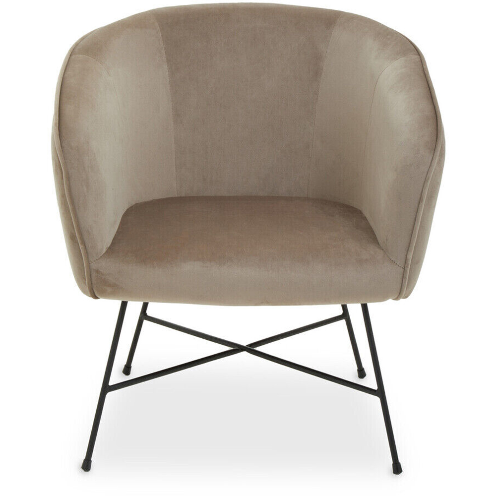 Premier Housewares Stockholm Mink Velvet Curved Accent Chair Image 5