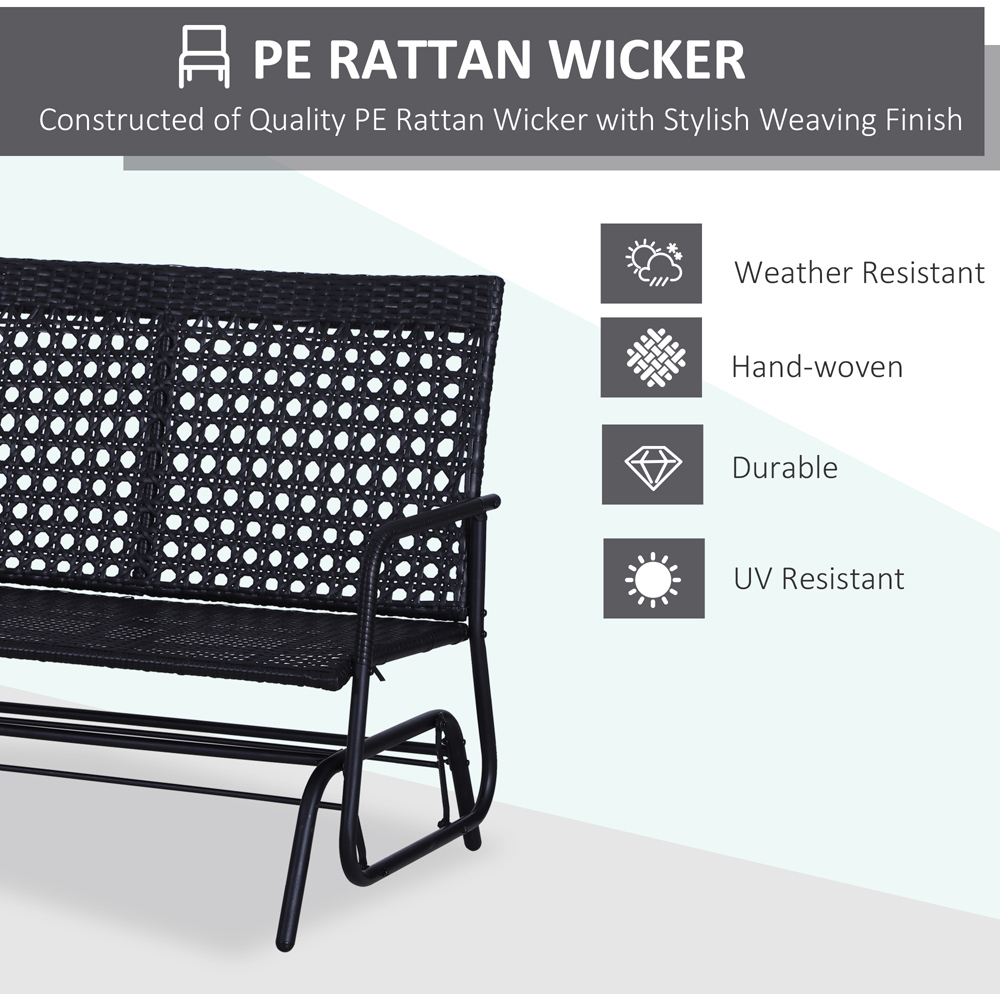 Outsunny 2 Seater Rattan Rocking Garden Bench Image 5