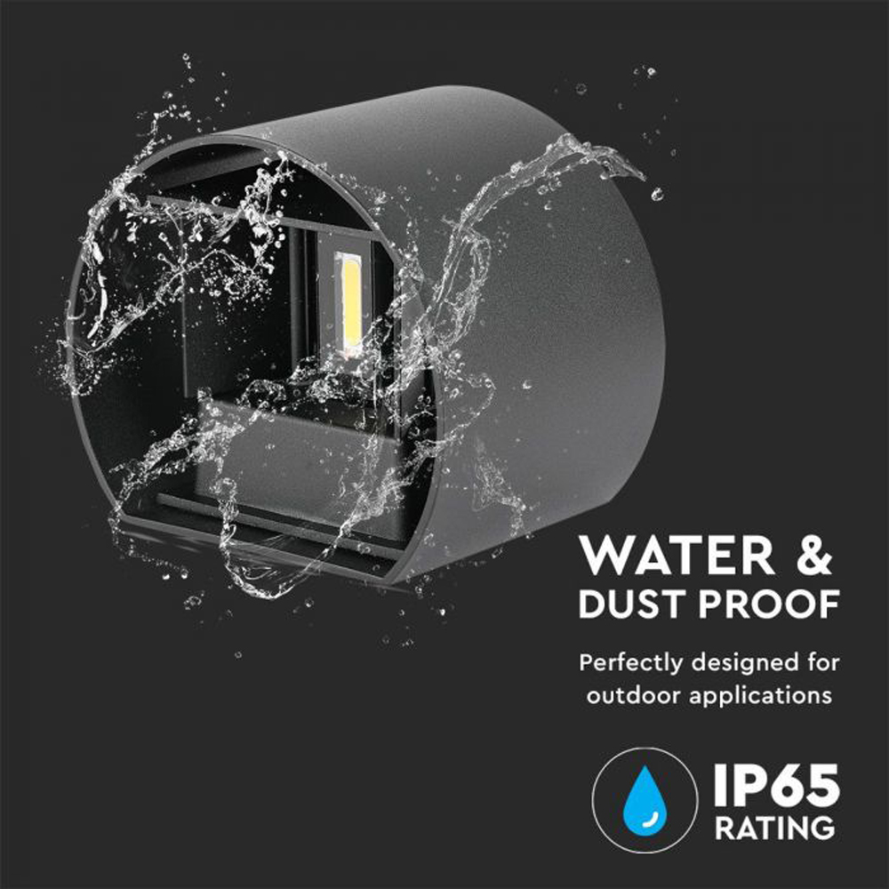 V-TAC Black Round Up and Down Cool White LED Outdoor Wall Light Image 5