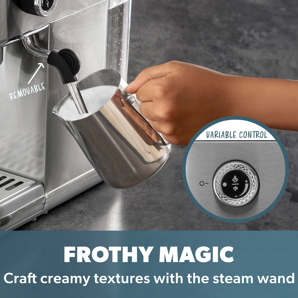 Daewoo SDA2700GE Chrome Digital Compact Espresso Coffee Maker Image 3