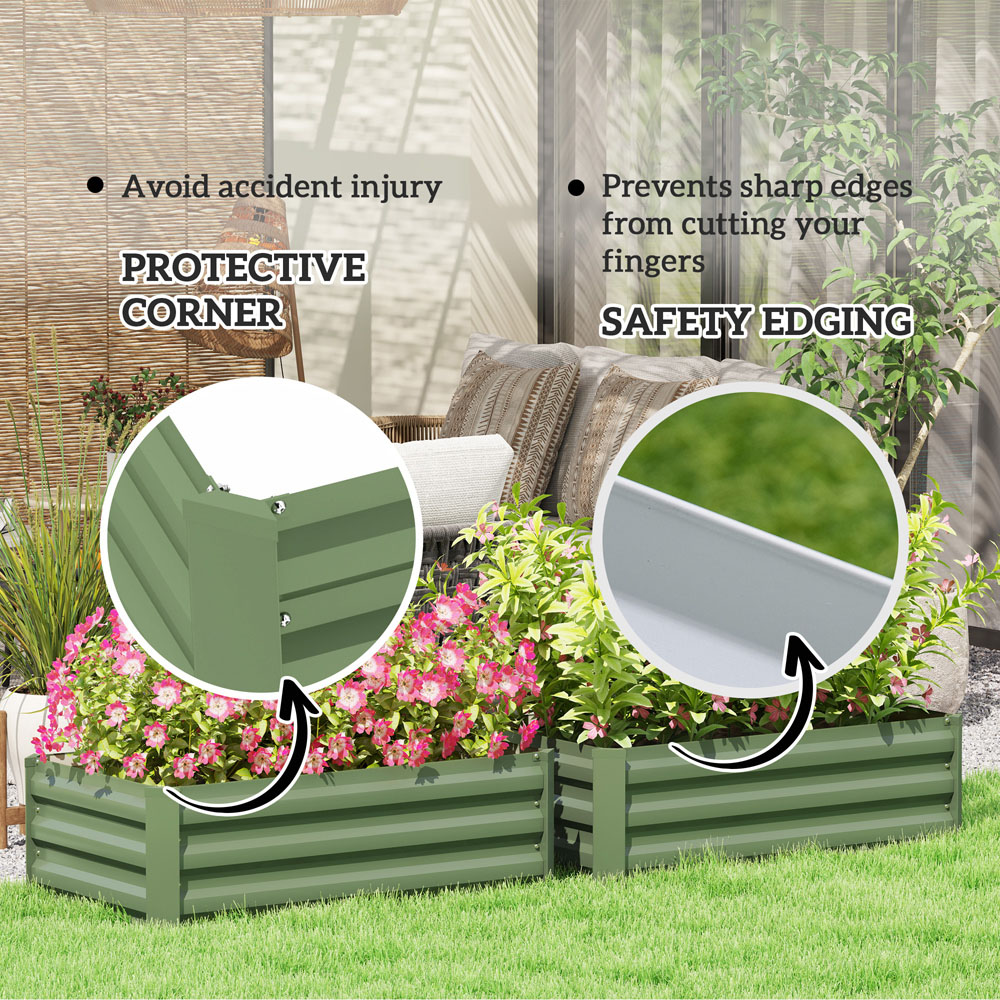 Outsunny Green Galvanised Raised Garden Bed Set of 2 Image 6